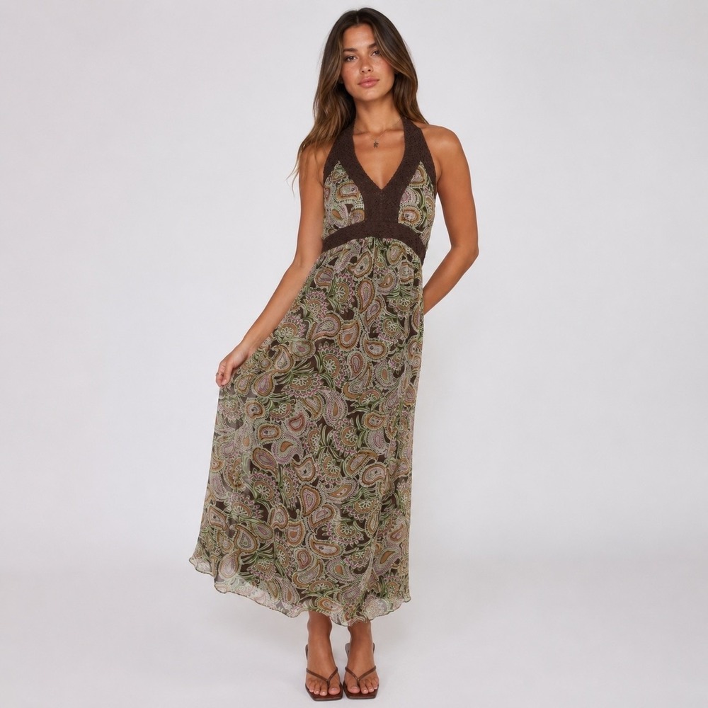 Vintage Spencer Jeremy 100 % Silk Babydoll Halter Fairy Grunge Dress 10 Chiffon